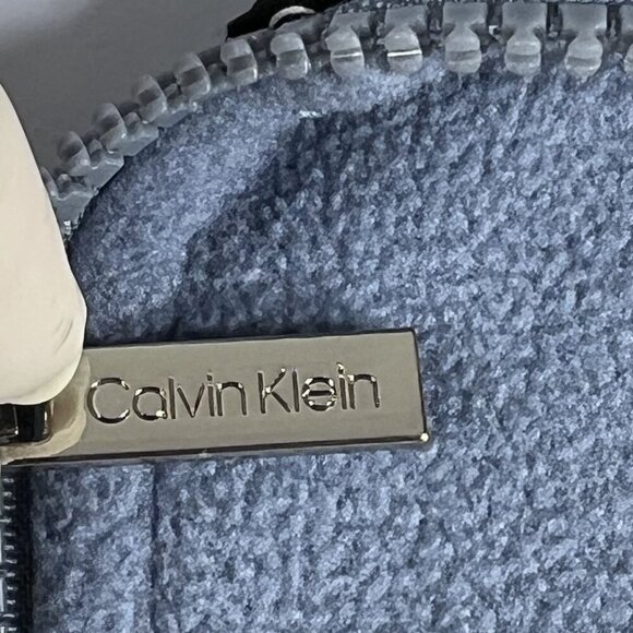 Calvin Klein Performance Women S Polar Fleece Jacket Baby Blue Full Zip SpellOut - Picture 9 of 15
